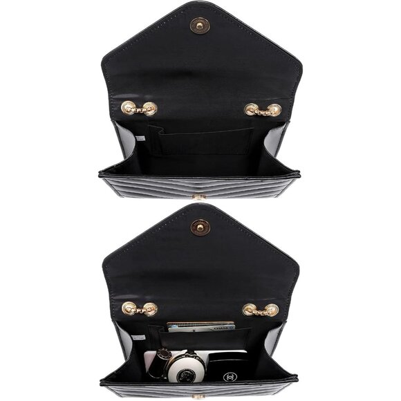 ⚡ Women's Black Stylish Evening Clutch Chain Shoulder Strap Crossbody Bag - Picture 5 of 7